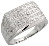 51TXEy281OL. SL160  14k White Gold Rectangular Mens Diamond Ring, w/ 0.55 Carat Brilliant Cut Diamonds, 1/2  wide