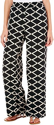 LDLA Womens Diamond Print Wide Leg Pants Small Black