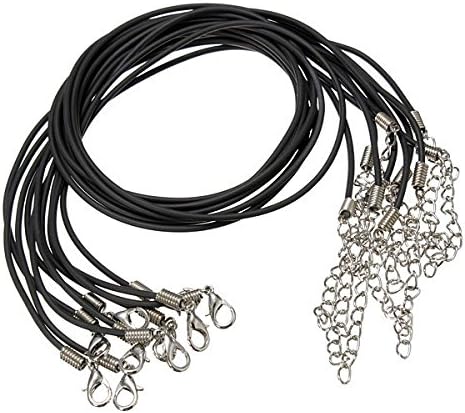 10pcs 2mm PU Leather Lobster Clasp Black Waxen Rope Necklace Chain DIY