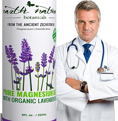 Naturally Sourced Best Magnesium Oil Supplement, 100% PURE and ORGANIC. Sourced from Ancient Zechstein Sea Highest Quality! W/Lavender Essential Oil