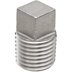 Merit Brass K617A-04 Square Head Solid Plug, 1/4" NPT Male, Class 150 316 Stainless Steel Cast Pipe Fitting