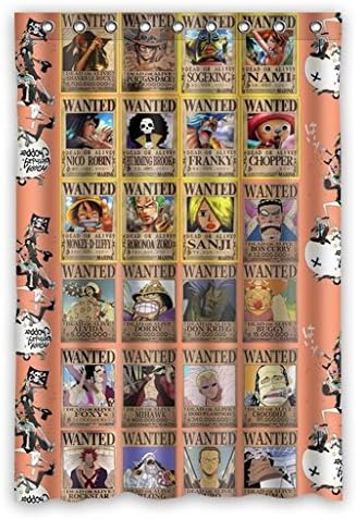 One Piece Wanted Circular Poster Collection Cool Orange Red Design Shower Curtain,Quotes Happy Birthday,Best Gifts for friends,48"(w) x 72"(h)