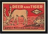 IMAGE OF Framed Art Poster 20x30, Deer and Tiger Safety Matches