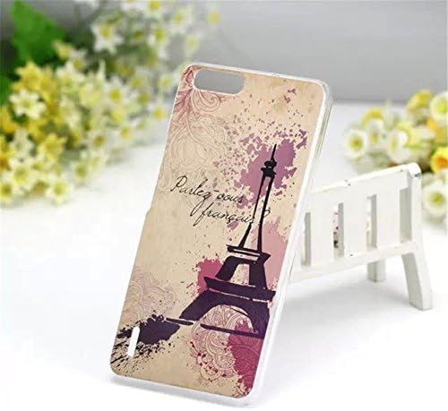 DAYJOY New Amazing Pattern Design Painted Hard PC Protective Bumper Case Cover shell Skin + 1PC tempered glass screen protector film for HUAWEI HONOR6 PLUS 5.5inch (Eiffel Tower)