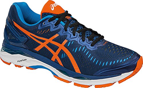 ASICS Men's Gel-Kayano 23 Running Shoe, Poseidon/Flame Orange/Blue Jewel, 11 M US