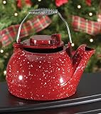 Enamel Cast Iron Kettle Rustic Red
