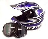 Youth Atv or Motocross Helmet and Goggles Blue