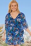 Beach Belle® Blue Matrix Plus Size Chiffon Caftan - Women's Swimwear Plus Size Swimsuits