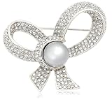 Shell Pearl and Crystal Ribbon Pin by Margot Townsend