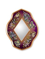 Home: NOVICA Handcrafted Floral Reverse Painted Glass and Wood Framed Wall Mirror, Purple Summer Garden - NOVICA