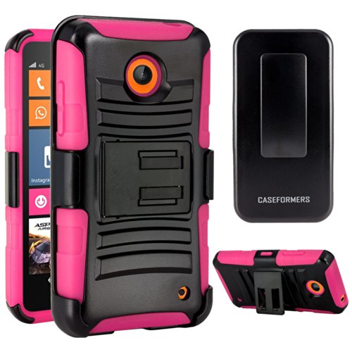 CASEFORMERS Duo Armor HOT PINK for Nokia Lumia 635 Combo Case with Stand and Holster