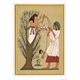 As Loving Mother-Goddess Mut Pours Water from the Sycamore Tree Over a Deceased Person and His Soul Giclee Poster Print by E.a. Wallis Budge, 30x40