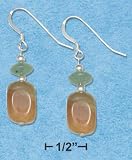 Sterling Silver Antique Jade Nugget Earrings with Green Aventurine On French Wire S