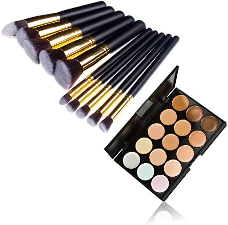 mefeir 15 Colors Concealer Palette & 10pcs Makeup Brush Kit for makeup Cosmetic