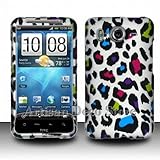 HTC Inspire 4G Accessory - Colorful Leopard Protective Hard Rubberized Case Cover Design for AT&T