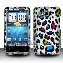 HTC Inspire 4G Accessory - Colorful Leopard Protective Hard Rubberized Case Cover Design for AT&T