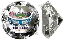 Shea Stadium On A 4" Diamond Glass. Jewelry Box Included