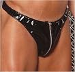 Zip Up Men's Vinyl Thong in One Size, Plus Size