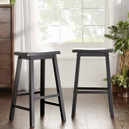 Weston Home 29"H Saddleback Stool , Set of 2 - Vulcan Black