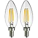 Sunlite CTC/LED/AQ/4W/E12/DIM/CL/27K 4W 120V LED Filament Antique Style Chandelier with Candelabra Base and 2700K 350 Lumen Dimmable Light Bulb (2-Pack), Warm White
