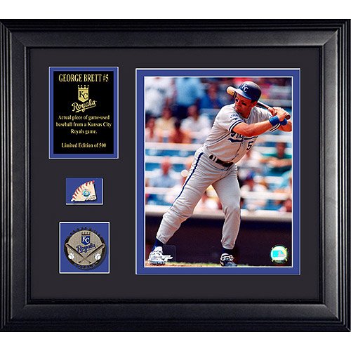 Mounted Memories Kansas City Royals George Brett 8x10 Framed Photo with Game-Used Baseball Piece & Medallion