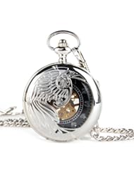 Yesurprise Mini Series See Through Hollow Silver Big Mechanical Pocket Watch F020