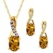 1.61 Ct Oval Orange Tourmaline Gemstone 18k Yellow Gold Pendant Earrings Set