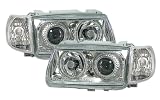 Produkt-Bild: Angel Eyes Scheinwerfer Set inkl. Blinker, passend f&uuml;r VW Polo 6N, Mod. Bj. 10/94-8/99, Ausf&uuml;hrung: Klarglas Chrom.