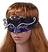Masquerade Mask Shiny Metal Rhinestone Venetian Pretty Party Evening Prom Mask(Dark blue + Black)