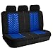 FH-FB071115 Complete Set Travel Master Seat Covers Airbag Ready & Rear Split with Steering Wheel Cover, Seat Belt Pads Blue- Fit Most Car, Truck, Suv, or Van