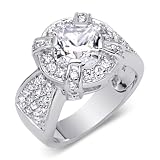 Breathtaking Cushion Cut White Cubic Zirconia Size 6 Ring in Sterling Silver