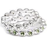 SterlingSilverGreenandClearCrystalBandRingSet