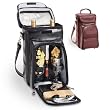 Avanti Black With Green Grapes Insulated Leatherette Premium Tote With Deluxe Wine & Cheese Service