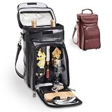 Avanti Black With Green Grapes Insulated Leatherette Premium Tote With Deluxe Wine & Cheese Service