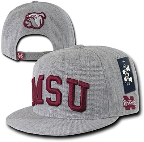 Gray Mississippi Miss State Bulldogs NCAA Flat Bill Snapback Baseball Hat Cap