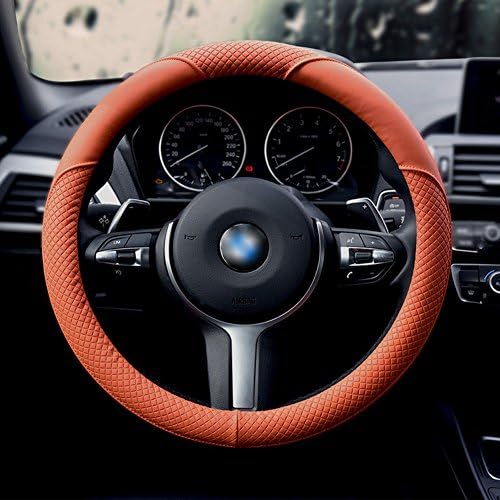 2016 New Arrival Steering Wheel Cover-Caral, Odorless, 1.5lb, Microfiber Leather Fits 15" Steering (Coral)