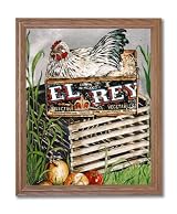 Chicken Hen Wood Crate Box Country Home Decor Wall Picture Oak Framed Art Print