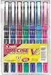 Pilot Precise V5 Stick Rolling Ball Pen, Micro Point, 7 Assorted Barrel/Ink Colors, 7 per Pack (26015)