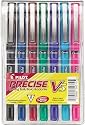 Pilot Precise V5 Stick Rolling Ball Pen, Micro Point, 7 Assorted Barrel/Ink Colors, 7 per Pack (26015)