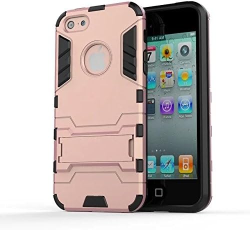 Niceup Slim Fit Heavy Duty Sturdy Bumper Soft PC TPU Shock Scratch Resist Protective Armor Case with Kickstand for Apple iPhone 5/5S iPhone 5SE (Rose Gold)