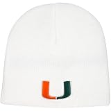 Top of the World Miami Hurricanes White Easy Does It Knit Beanie