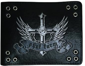 Phat Farm Black Passcase Bifold Wallet w/Embossed Wing Cross Phat Farm Black Passcase Bifold Wallet w/Embossed Wing Cross