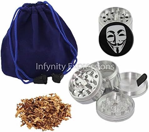 1.65" 4 Layer V MASK Aluminum Herb Spice Grinder (with Pollen Screen) - FREE Carry Pouch &amp; Scraper