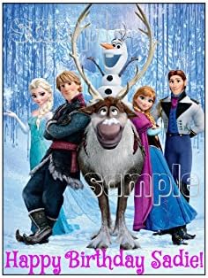 FROZEN EDIBLE IMAGE CAKE TOPPER DECORATION PARTY BIRTHDAY PERSONALIZED Anna elsa olaf