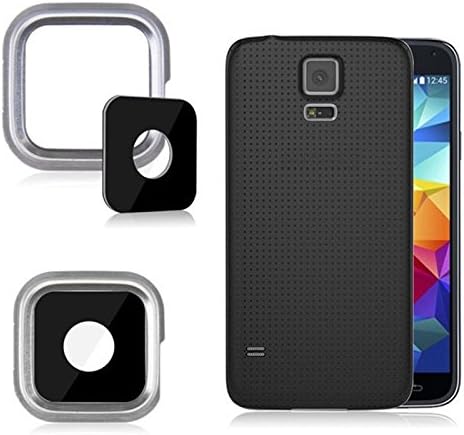 Antels Back Rear Camera Lens Cover Ring Replacement + Adhesive + Frame for Samsung Galaxy S5 V I9600 G900 fits G900, G900A, G900V, G900T, G900P, G900F, G900H, G900 R4, G9001, G9005 (Silver + Tools)