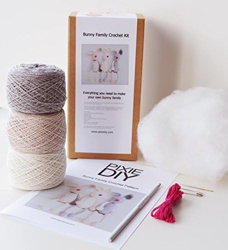 Luxury Bunny Family Crochet Kit - Everything You Need Including Stuffing - Rabbit Fam