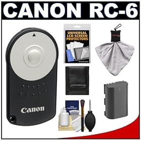 Canon RC-6 Wireless Remote Shutter Release Controller + LP-E6 Battery + Accessory Kit for EOS 60D, 7D, 5D Mark III Digital SLR Cameras