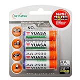 Yuasa 4-Pack of AA Ni-MH Rechargeable Batteries (2500mAh)