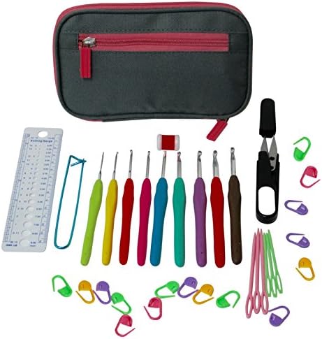 40 Piece Crochet Hooks With Accessories and Carrying Case. Large Comfort Grip Crochet Hooks.