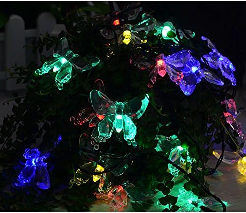 Prosvet Solar Powered Outdoor Butterfly Fairy String Light 15ft 20 LED String Light for Garden, Patio, Lawn, Garden Fence Path Landscape,Christmas and Wedding Party(Multi Color)